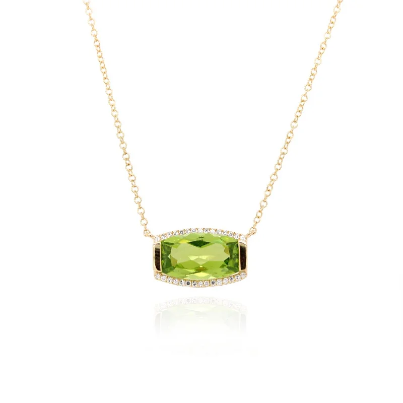silver dragon claw ring YELLOW GOLD PENDANT NECKLACE WITH FANCY CUT PERIDOT AND DIAMONDS, .09 CT TW