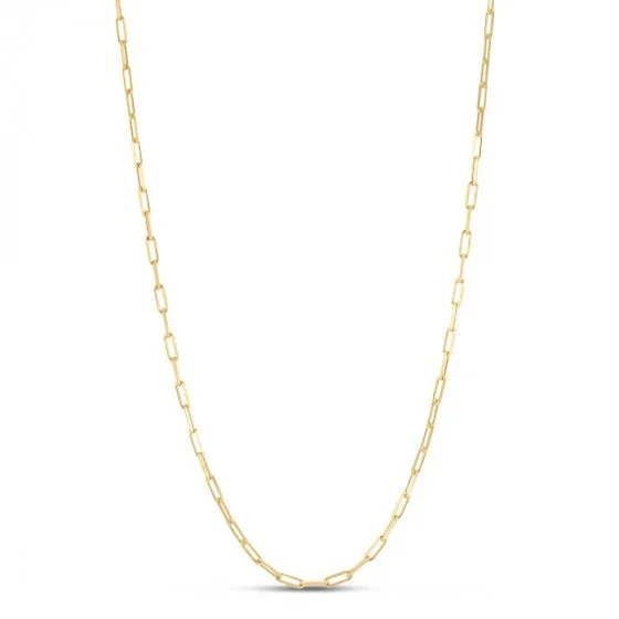handcrafted gemstone ring women Yellow Gold Plated Paperclip Necklace