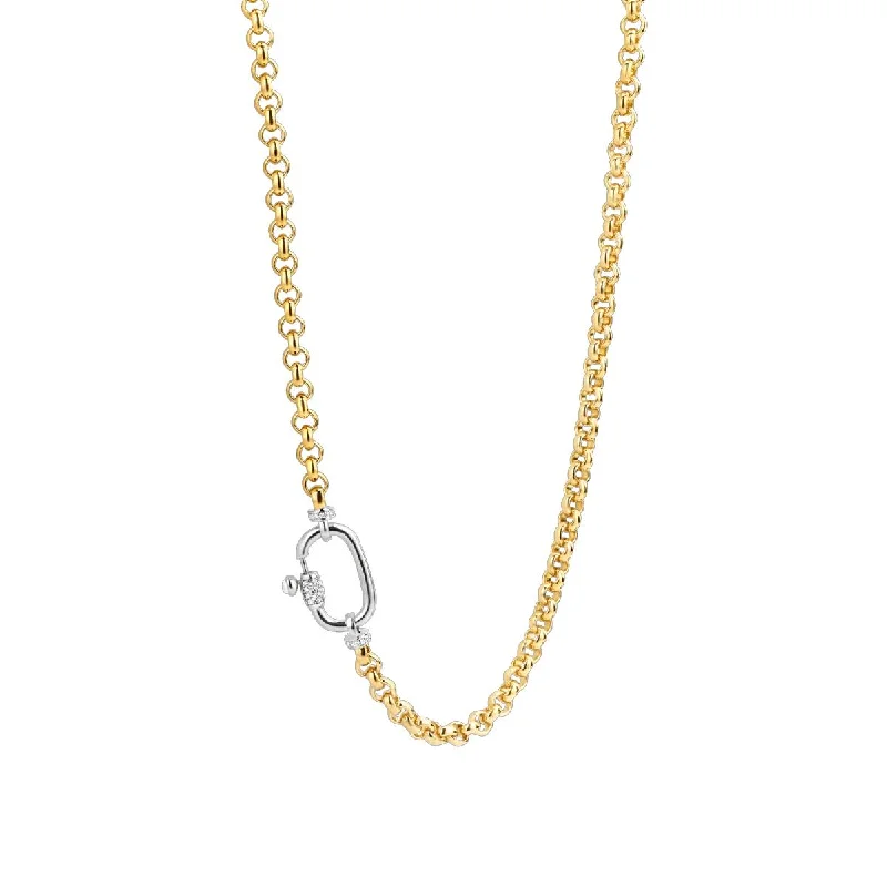 ethical lab-grown diamond ring YELLOW GOLD PLATED STERLING SILVER ROLO NECKLACE WITH CUBIC ZIRCONIA