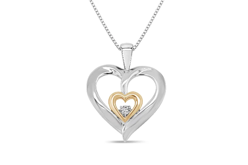 delicate pearl bracelet Yellow Gold & Sterling Silver Diamond Heart Pendant