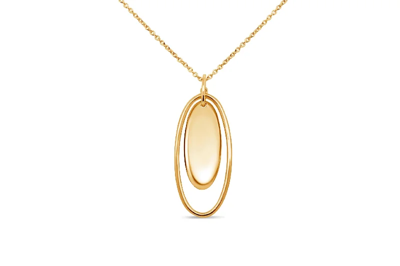 rose gold feather earrings Yellow Tone Plated Elongated Oval Necklace