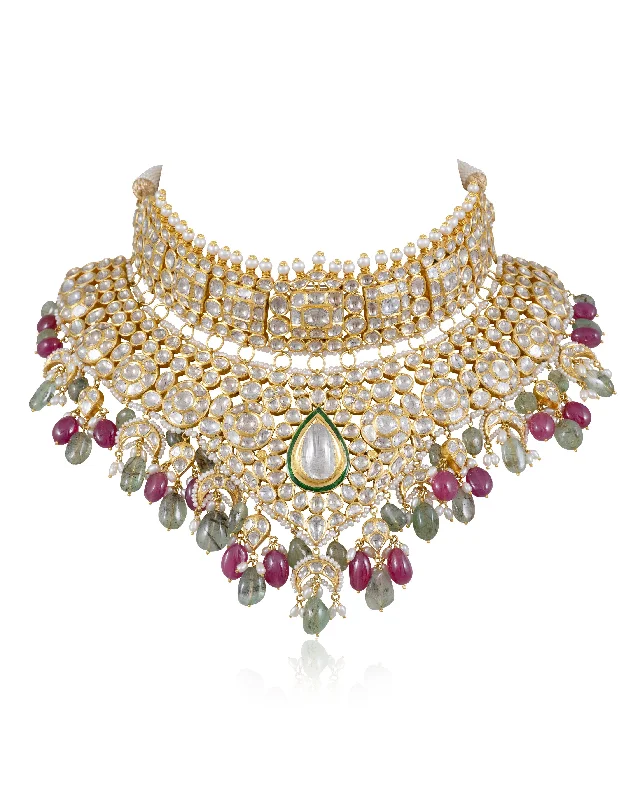 gemstone stacking rings colorful Zareen Jadau Polki Choker