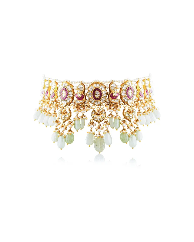 white gold diamond cluster ring Zoe Polki Choker